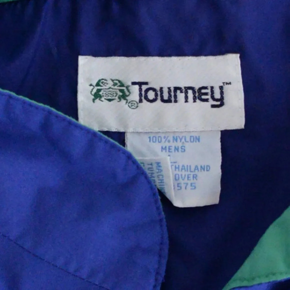 Vintage 90S Tourney Blue  And Green Lightweight Nautical Zip Up Nylon Jacket L - Picture 11 of 11